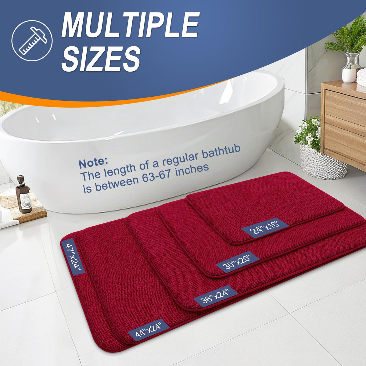 Memory Foam Bathroom Runner Rug 44x24