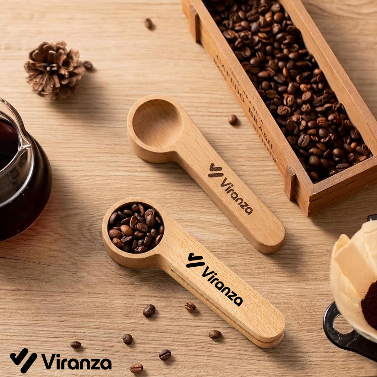 15ml Wooden Coffee Scoop with Bag Clip