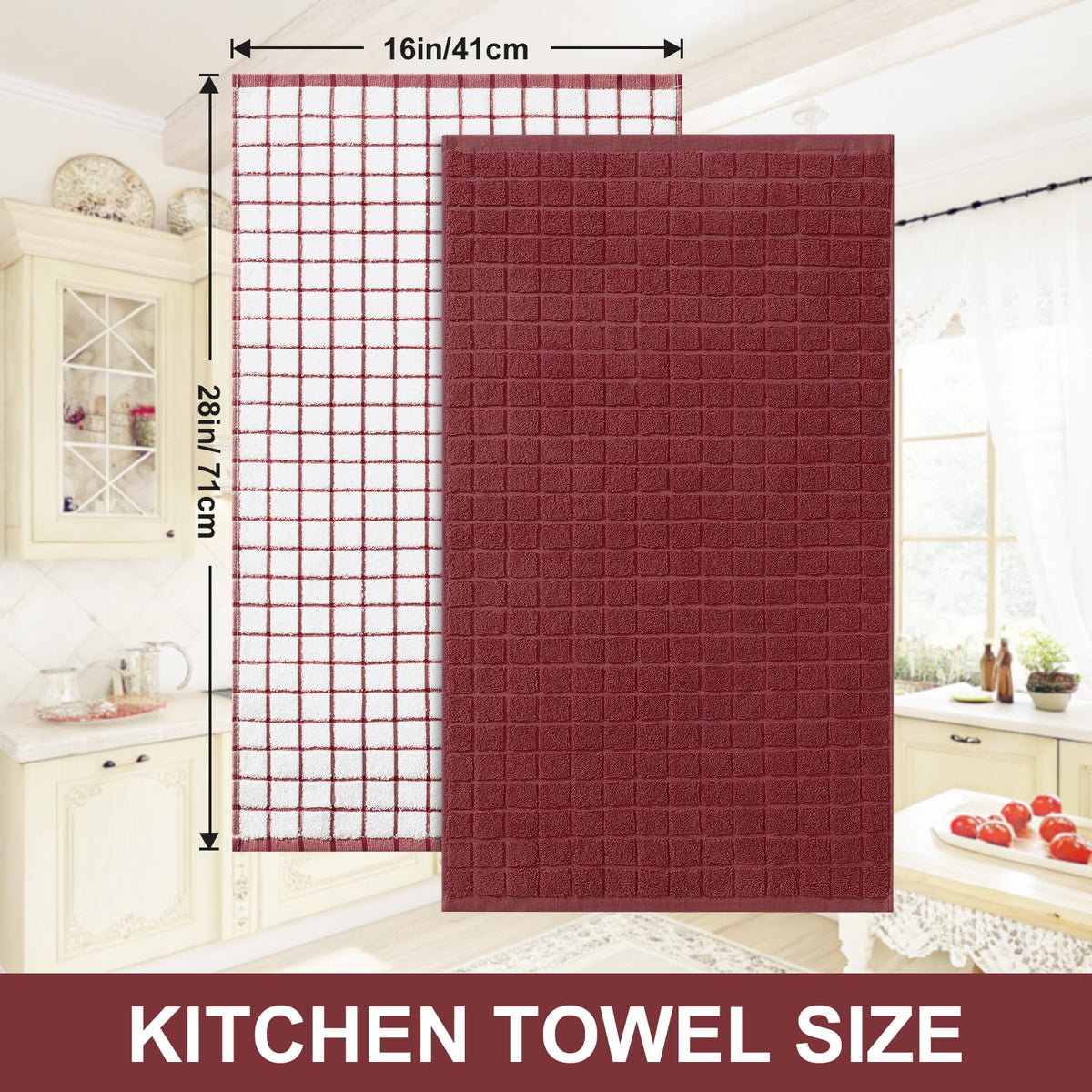Large Premium Cotton Kitchen Towels 16"x 28" (6 Count)