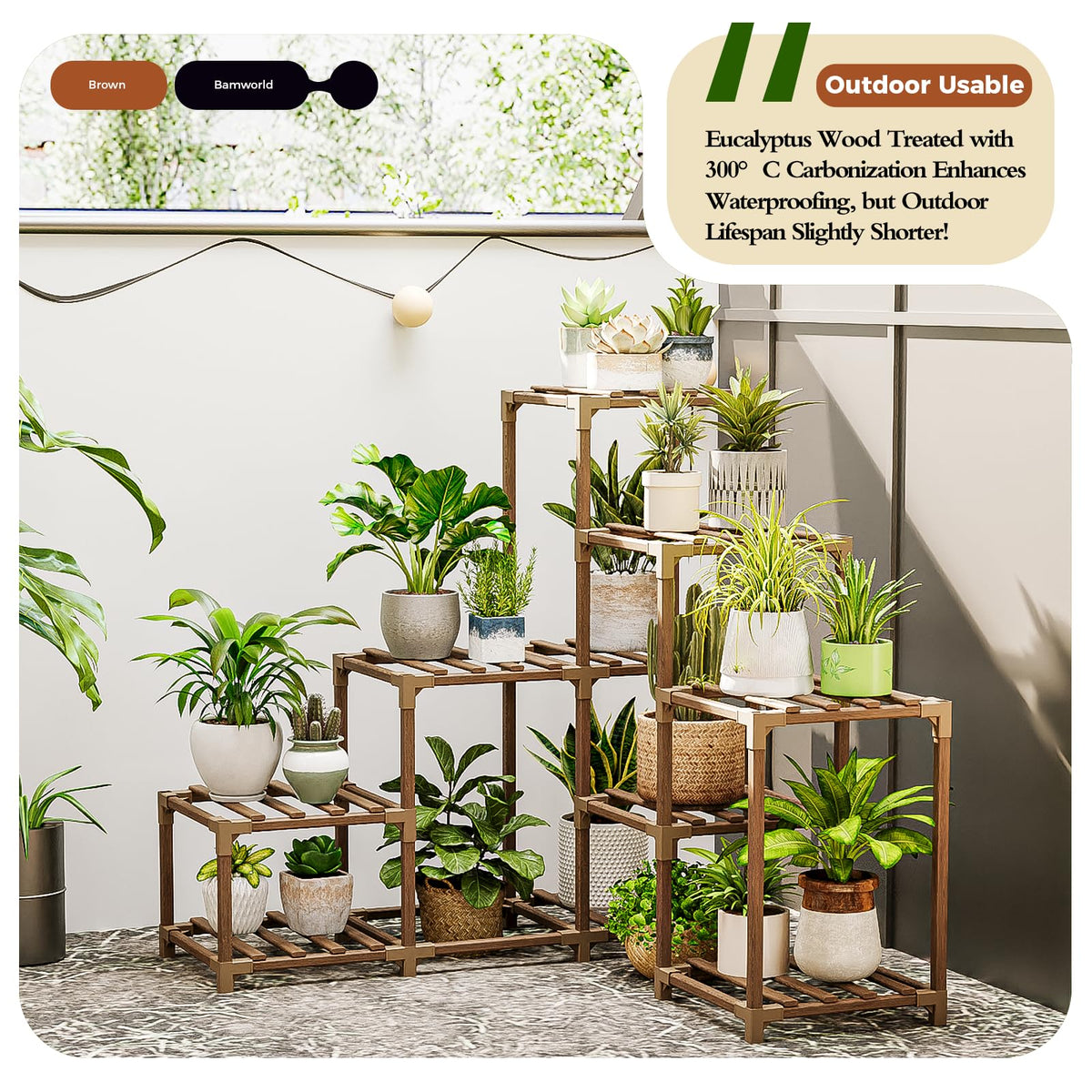 Plant Stand Indoor Corner Plant Shelf Outdoor for Multiple Plants (10 Count)