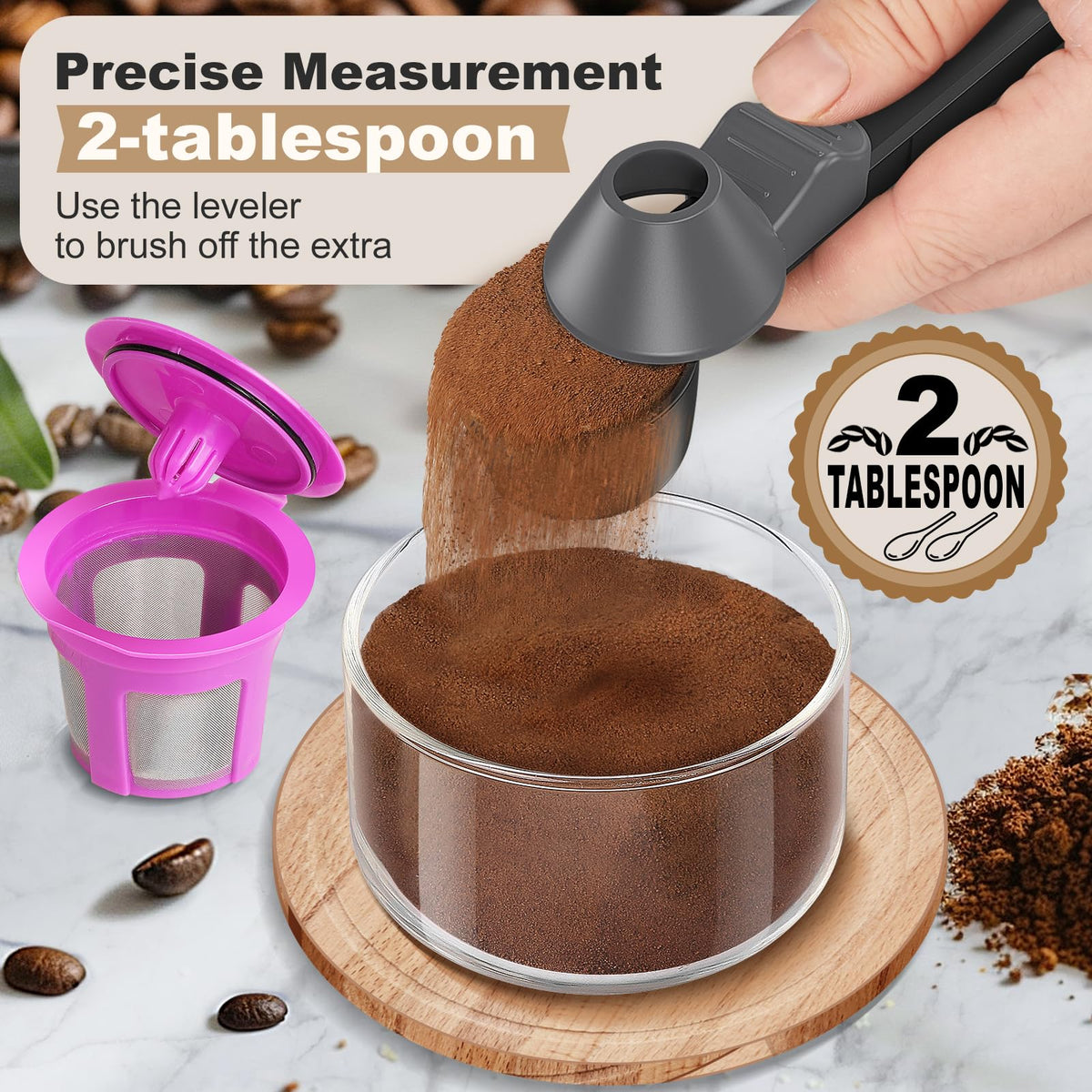 Coffee Scoop & Funnel for Reusable K Cup Refillable Coffee Pods (2 Count)