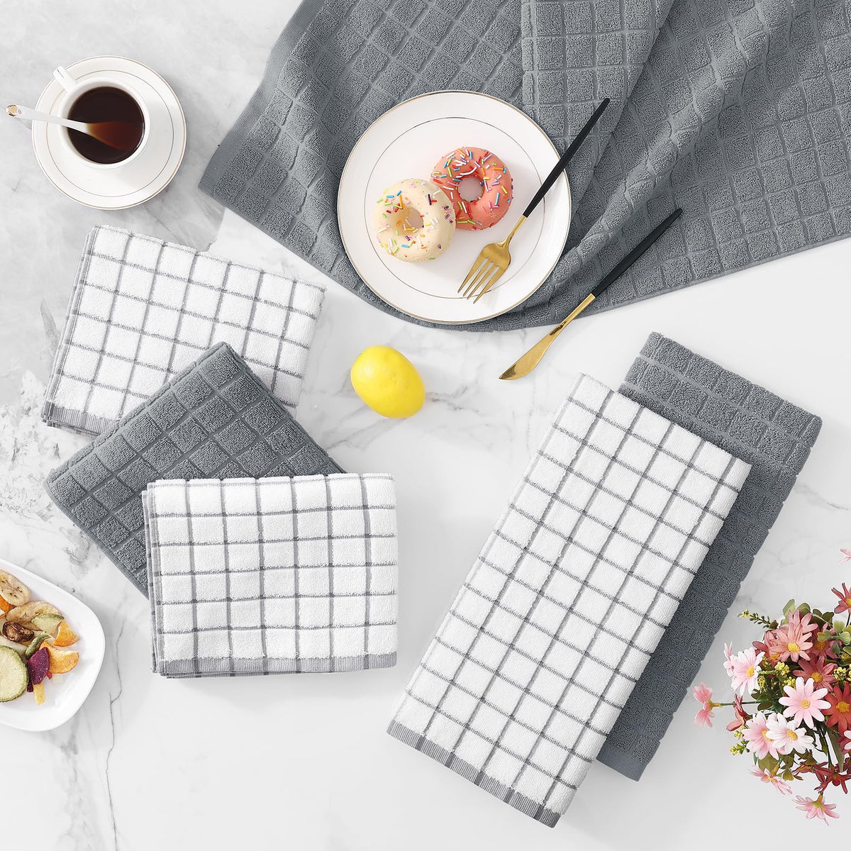 Large Premium Cotton Kitchen Towels 16"x 28" (6 Count)