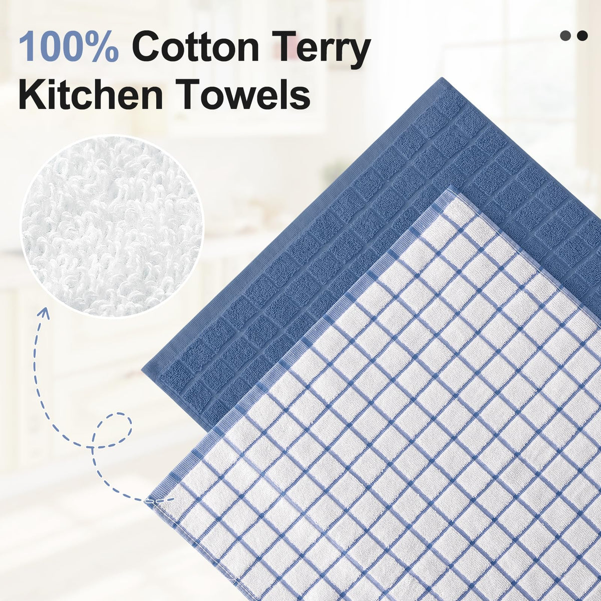 Large Premium Cotton Kitchen Towels 16"x 28" (12 Count)