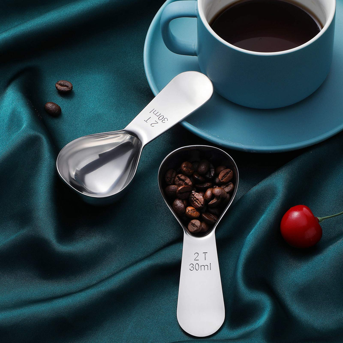 3 Pieces Coffee Scoop Tablespoon Measuring Spoons Stainless Steel Coffee Scoops Short Handle Tablespoon for Tea Sugar Kitchen Gifts (3 Count)