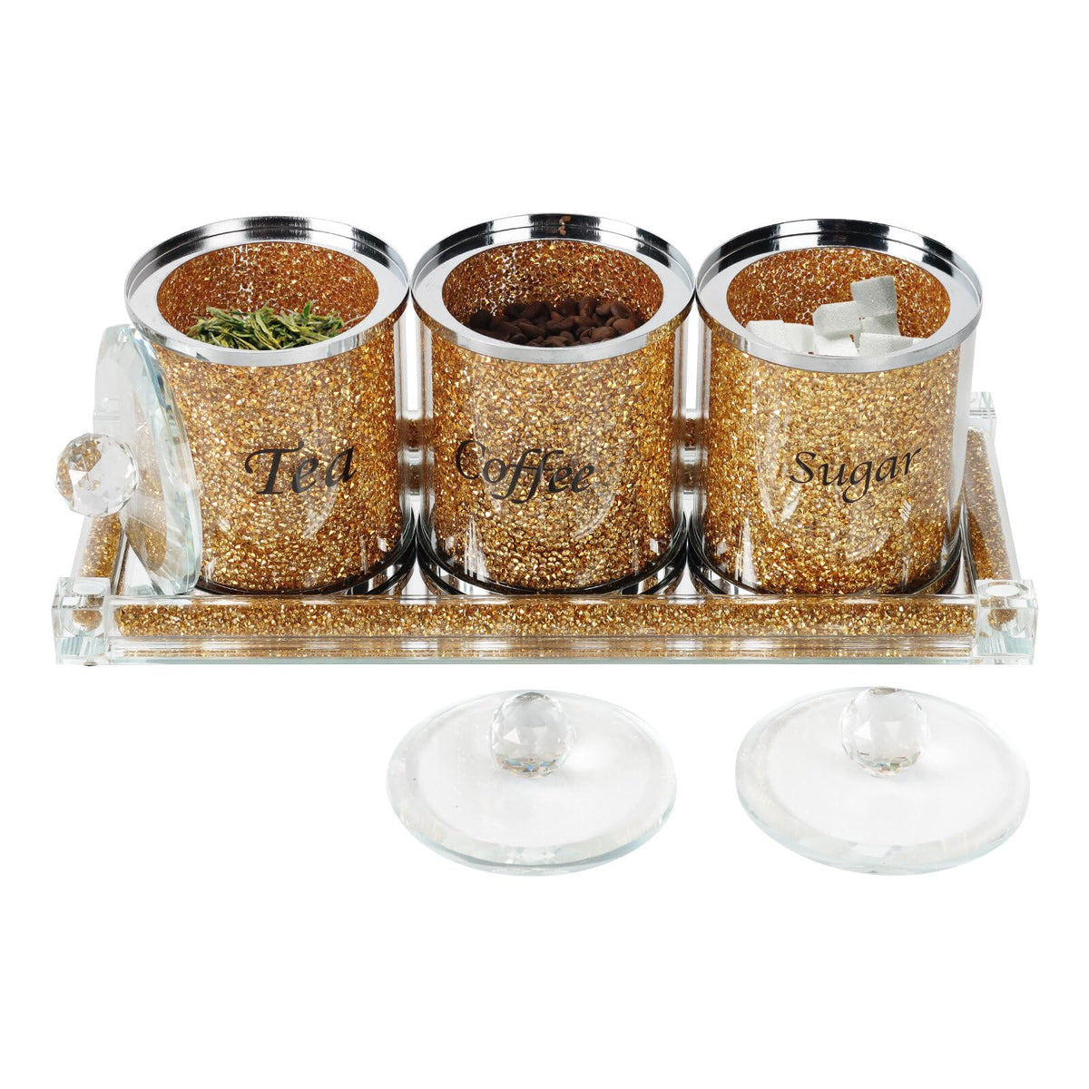 Coffee Sugar Tea Crystal Canister Set of 4 (4 Count)