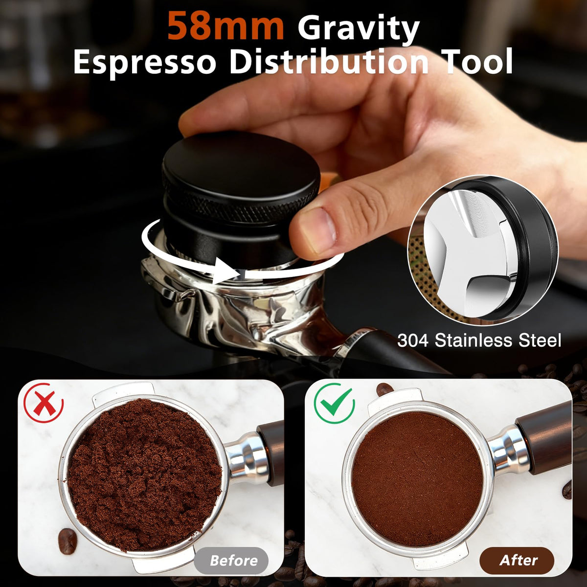 58mm Espresso Accessories Kit with Silicone Tamping Station