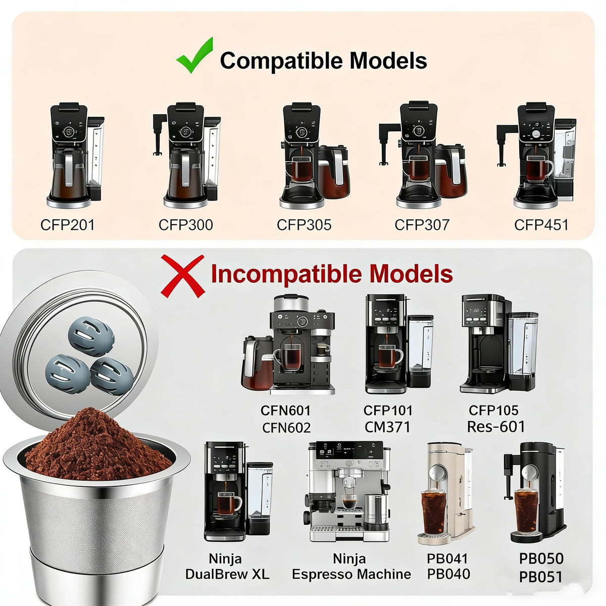 Reusable K Cups Compatible with Ninja Coffee Maker (4 Count)