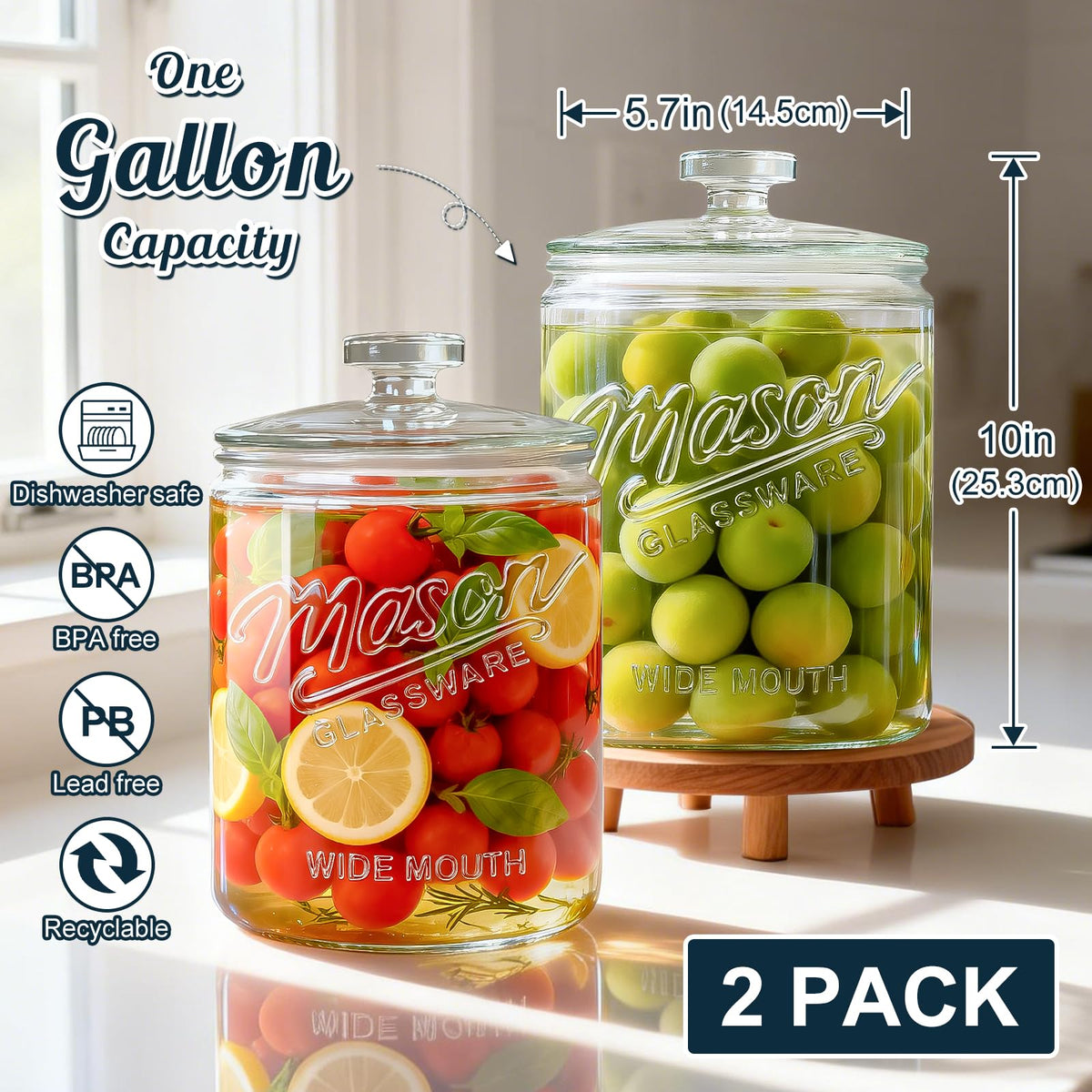 1 Gallon Glass Cookie Jar with Lid (128 fluid ounce(s))