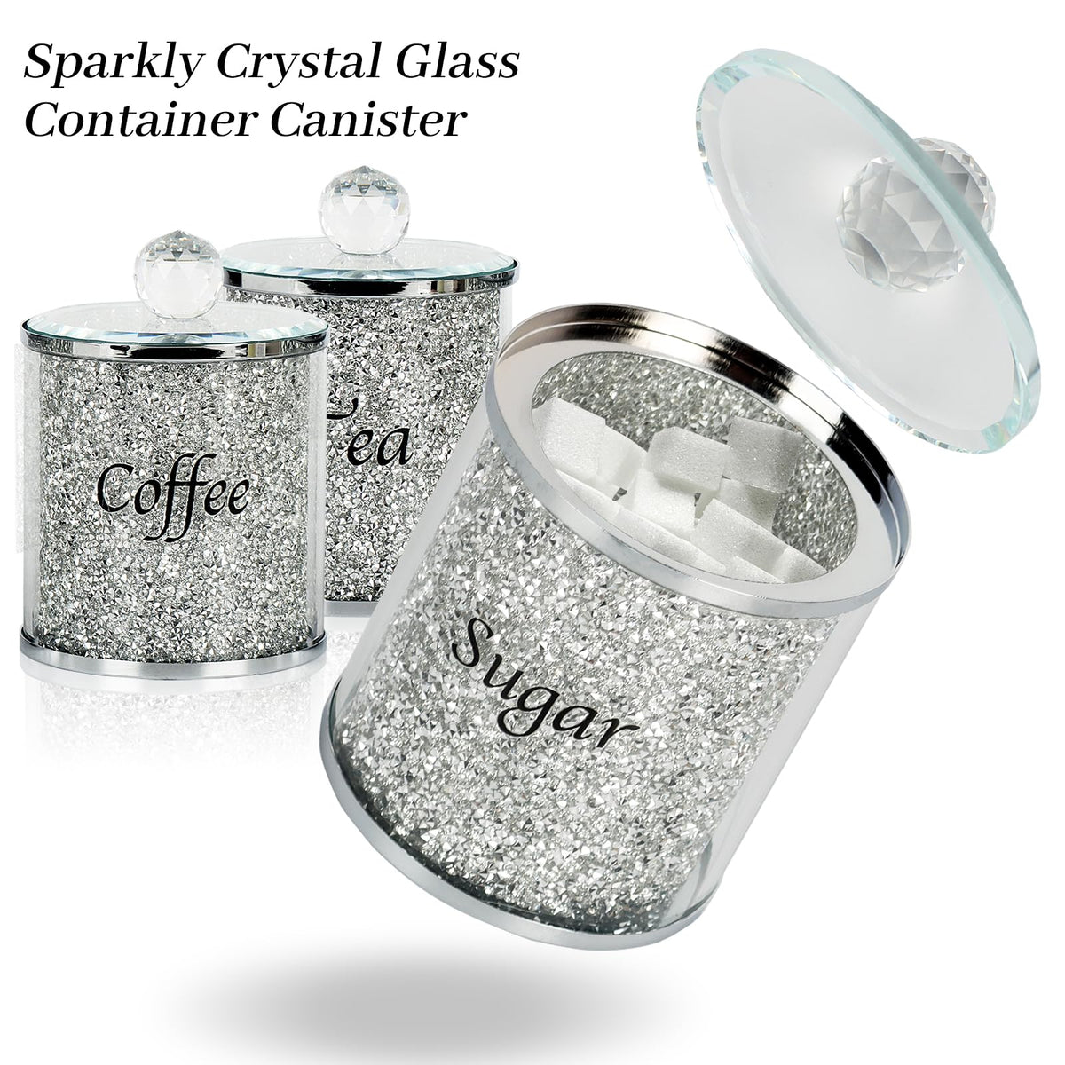 Coffee Sugar Tea Crystal Canister Set of 4 (4 Count)