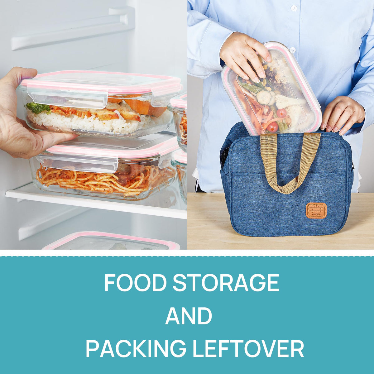 5 Pack 35oz Glass Food Storage Containers with Lids (5 Count)