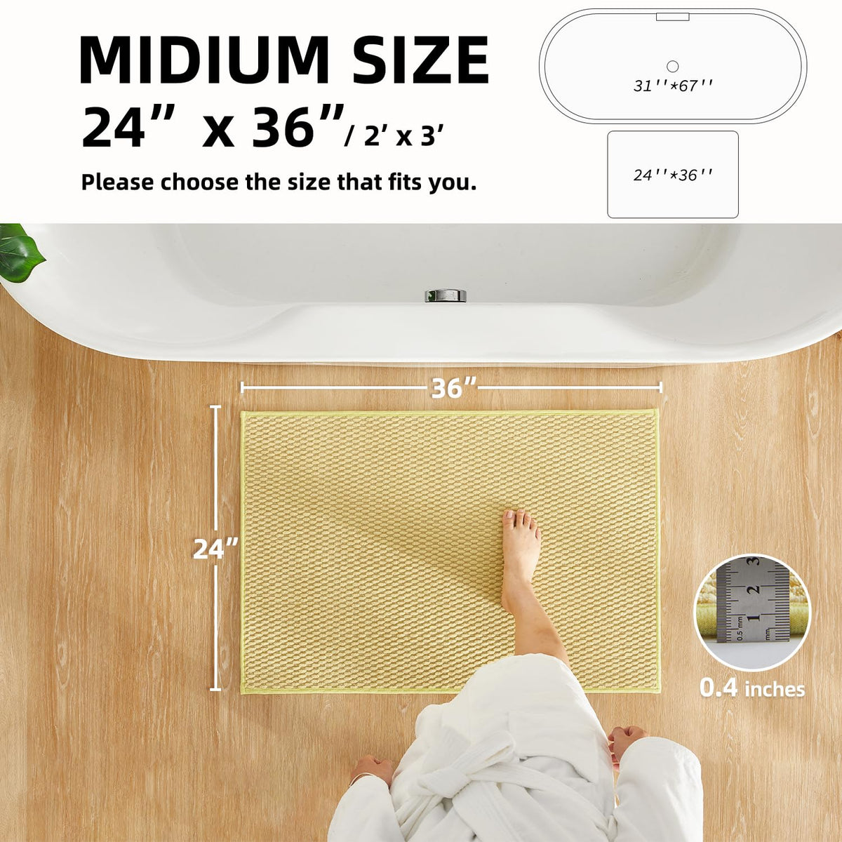 Bathroom Rugs Non Slip Washable (6 Sq Ft)