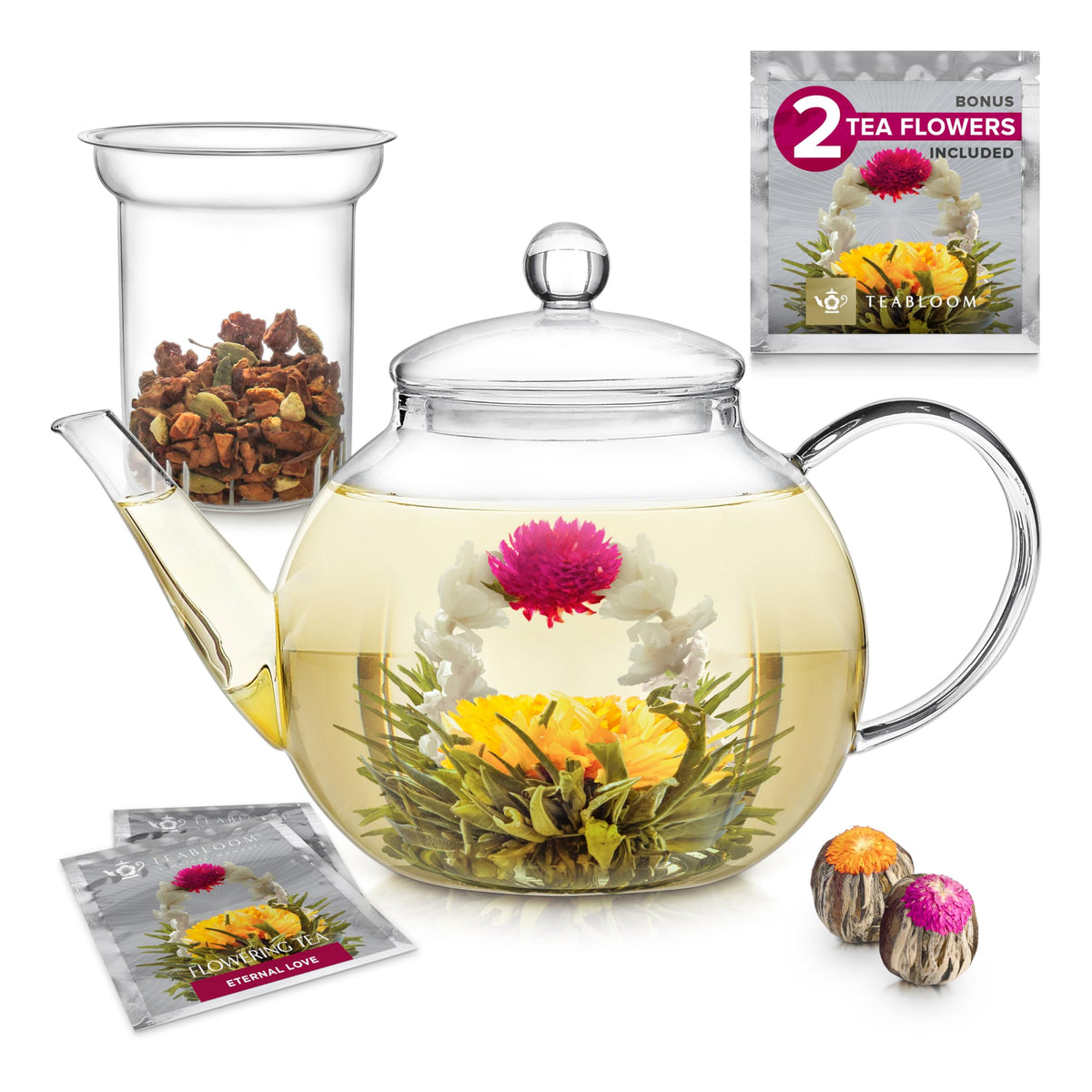 Stovetop & Microwave Safe Glass Teapot with Removable Loose Tea Glass Infuser