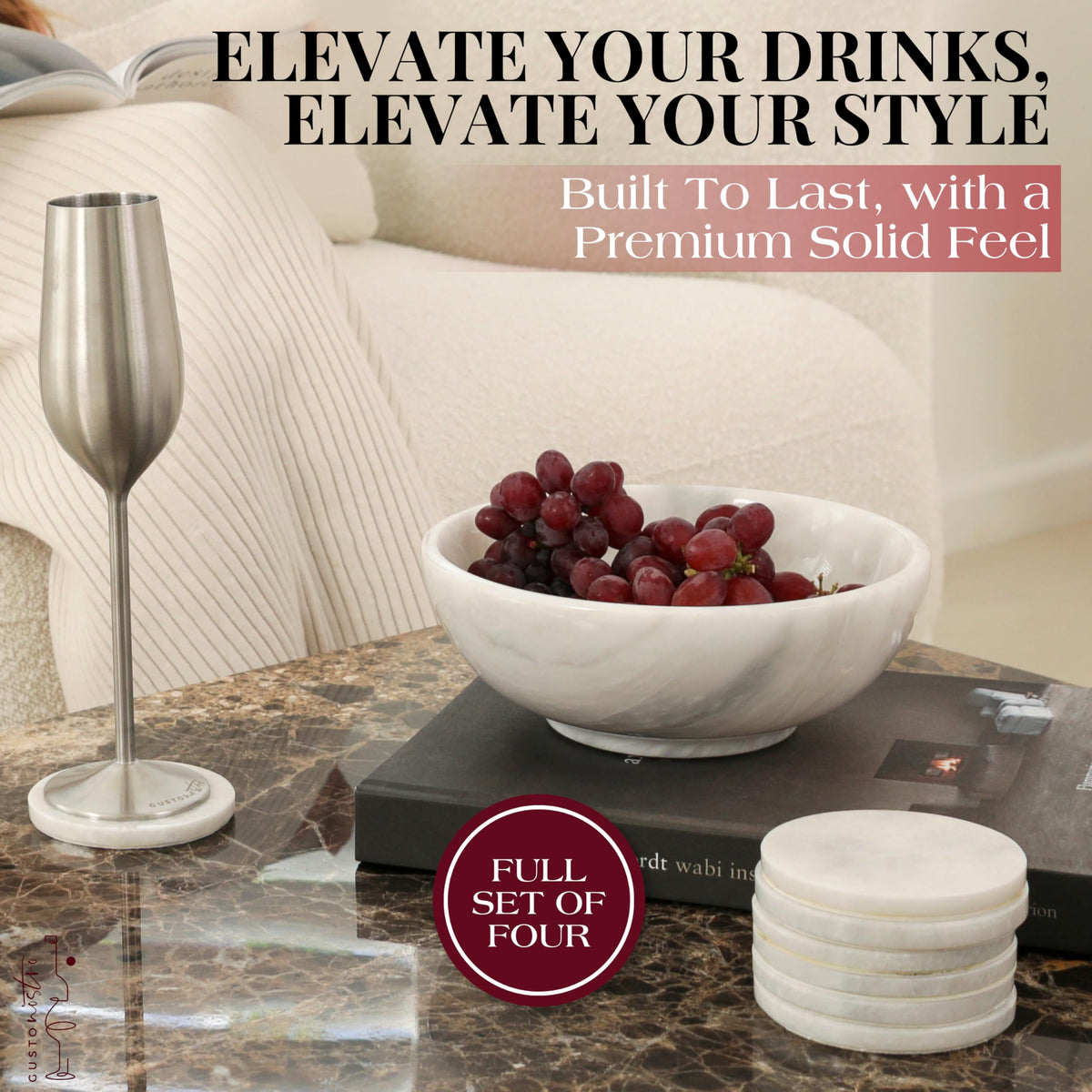 White Marble Coasters Set of 4 (4 Count)