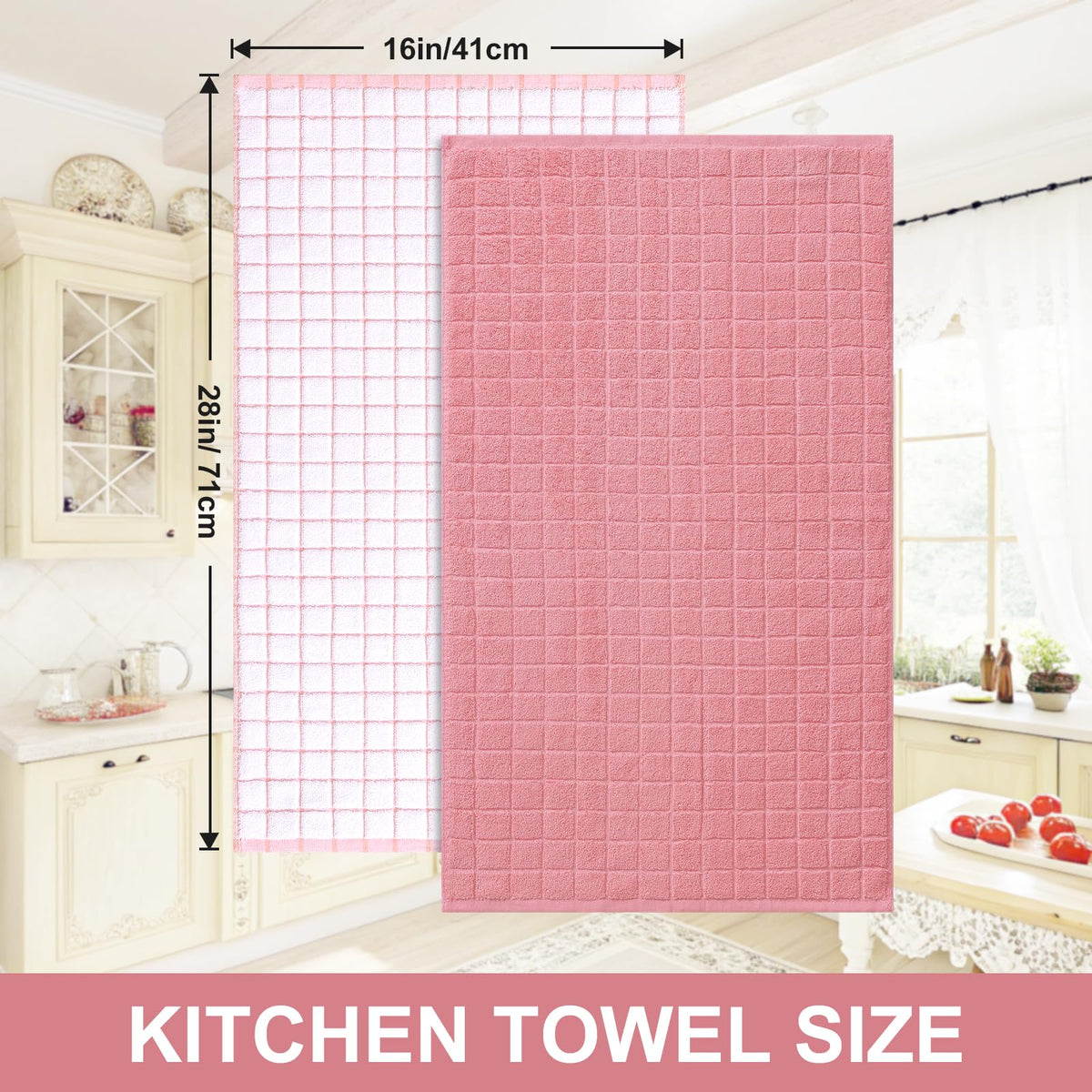 Large Premium Cotton Kitchen Towels 16"x 28" (4 Count)