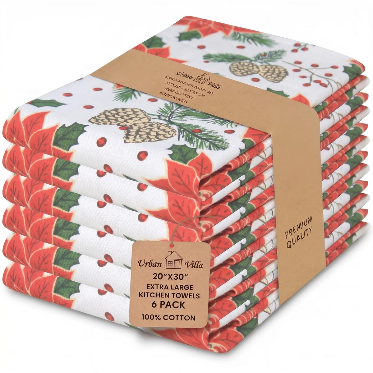 Kitchen Towels Cotton Dish Towels 20”x30” (6 Count)