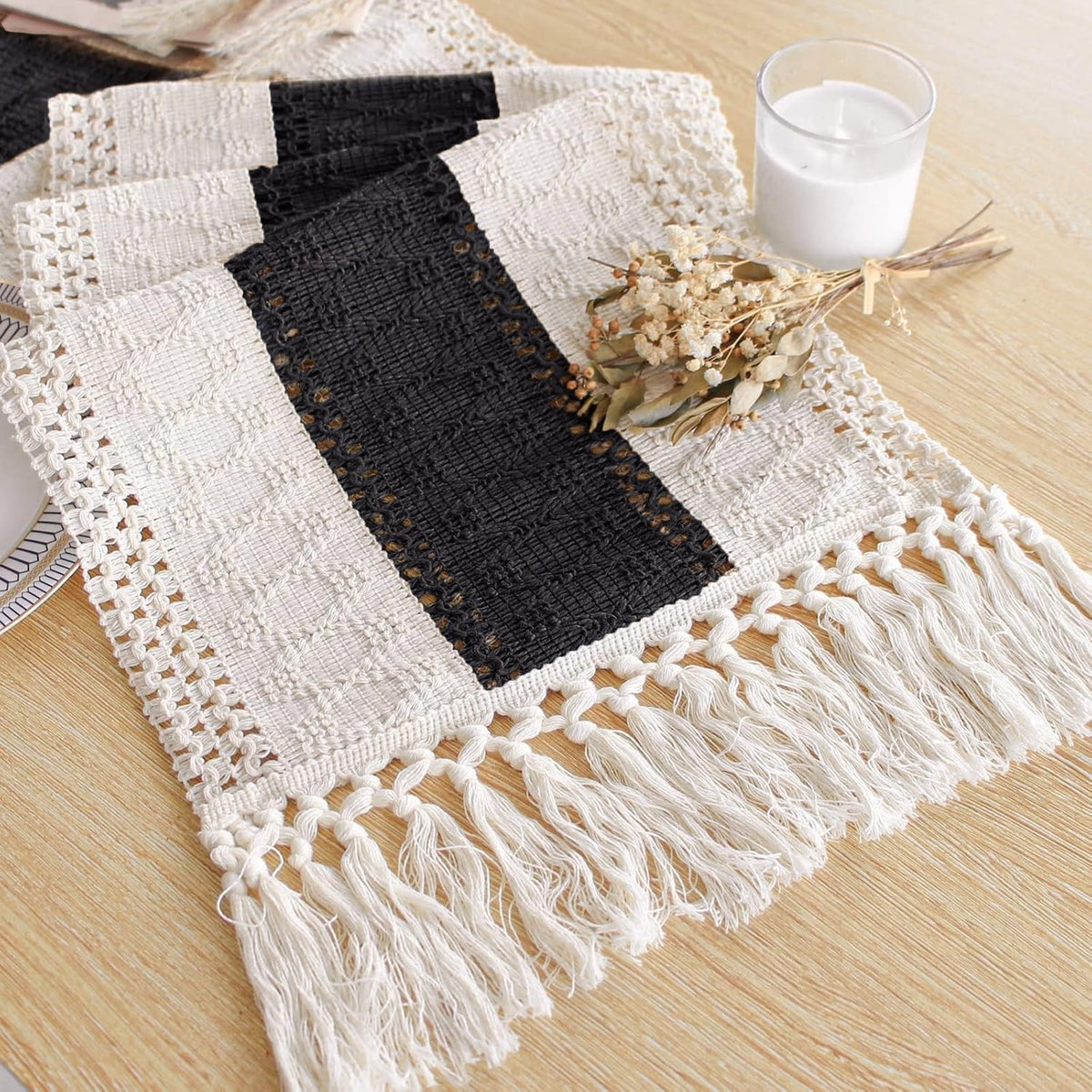 Farmhouse Table Runner for Home Decor 12x36 Black Fall Home Decor (3 Foot)