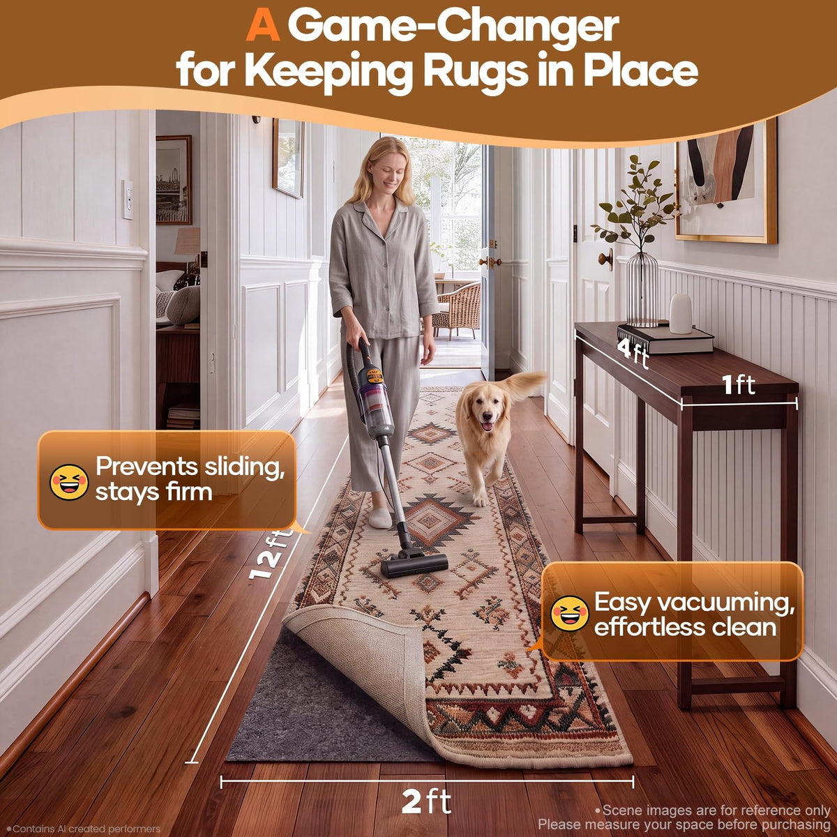 Non Slip Cushioned Rug Pad Gripper (24 Sq Ft)