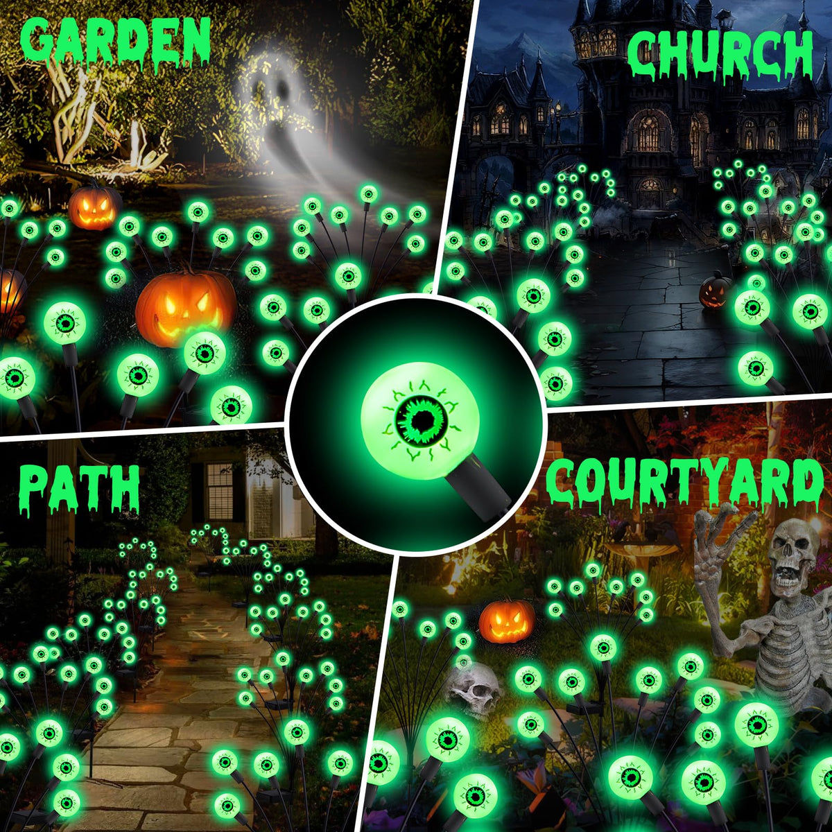 Halloween Decorations Outdoor Solar Scary Eyeball Lights (4 Count)
