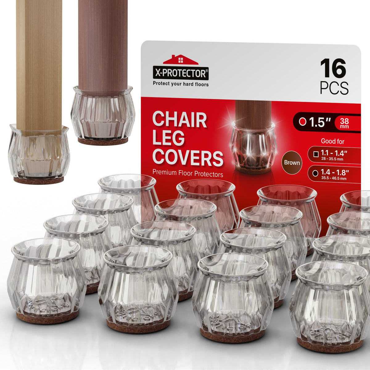 16 PCS Chair Leg Floor Protectors with Felt Pads X (16 Count)