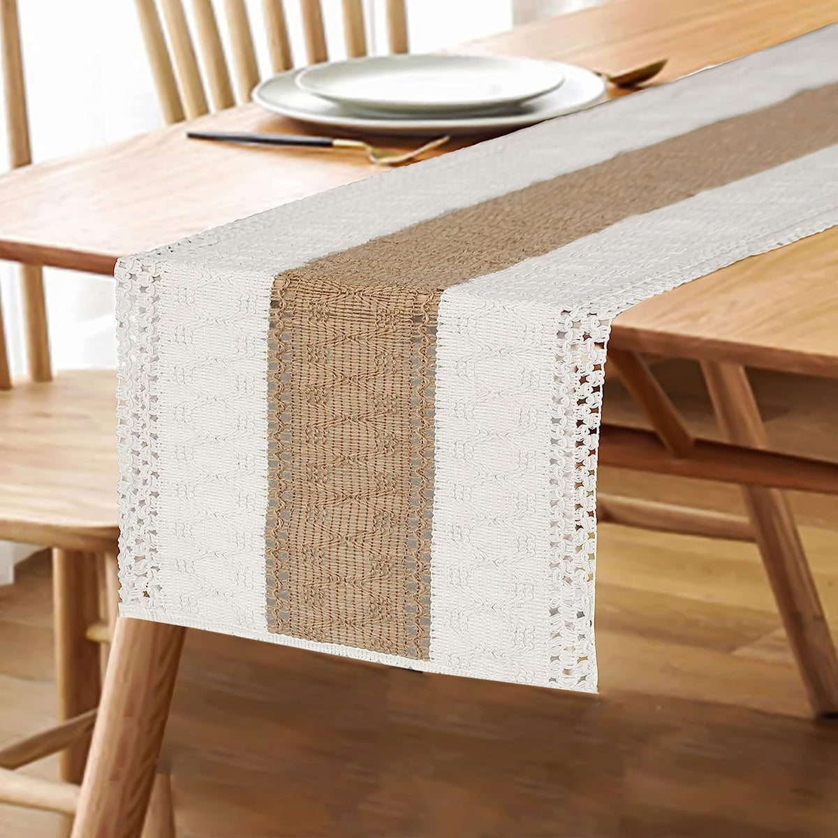 Boho Table Runner for Fall Home Decor 12x36 Farmhouse Woven Runner (36 Foot)