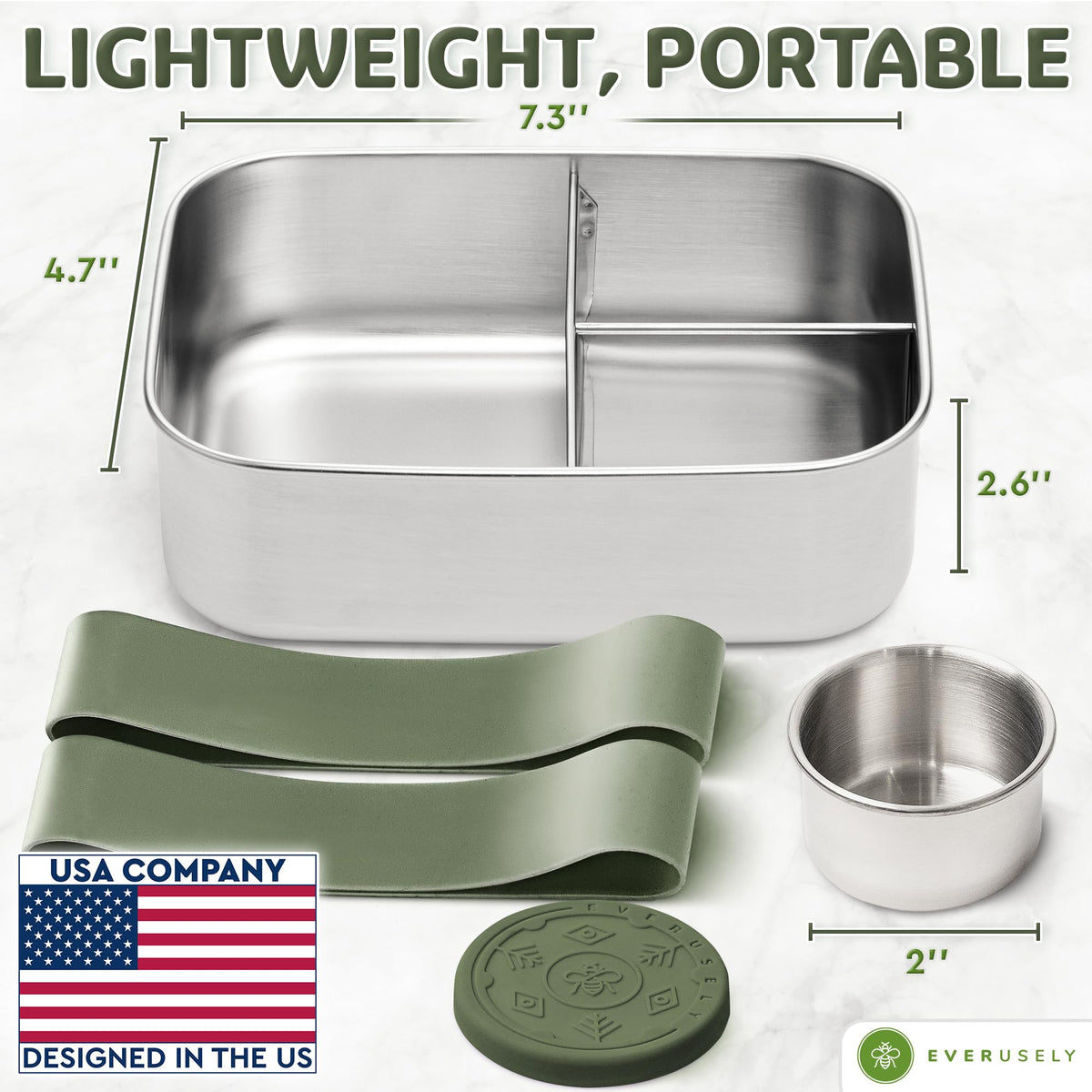 Stainless Steel Bento Box + Condiment Container