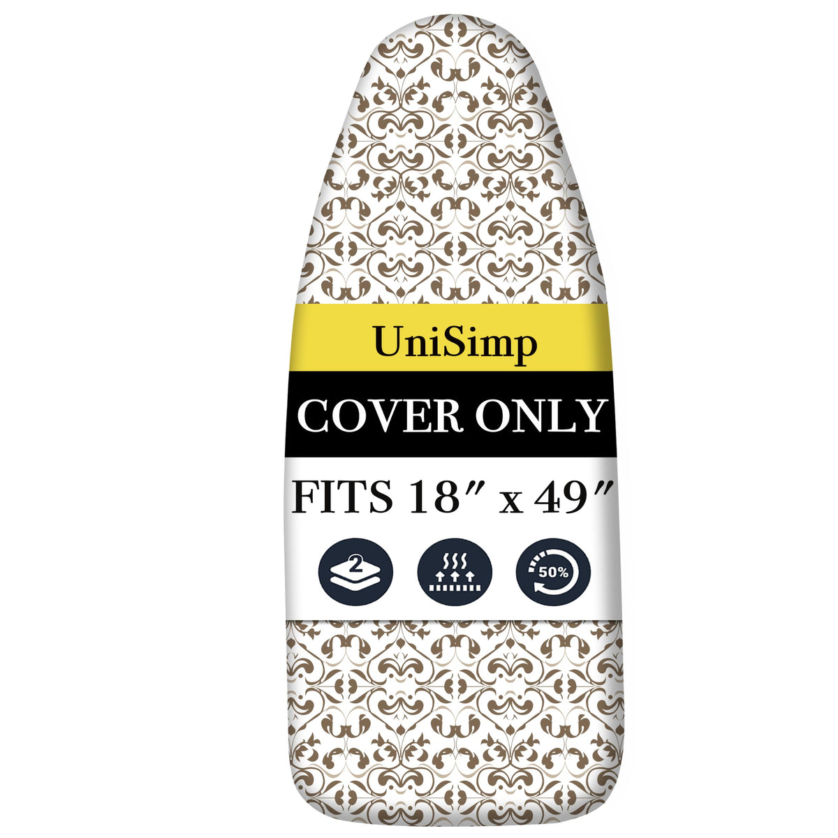 Ironing Board Cover and Pad 18"x49" Extra Thick Natural Cotton