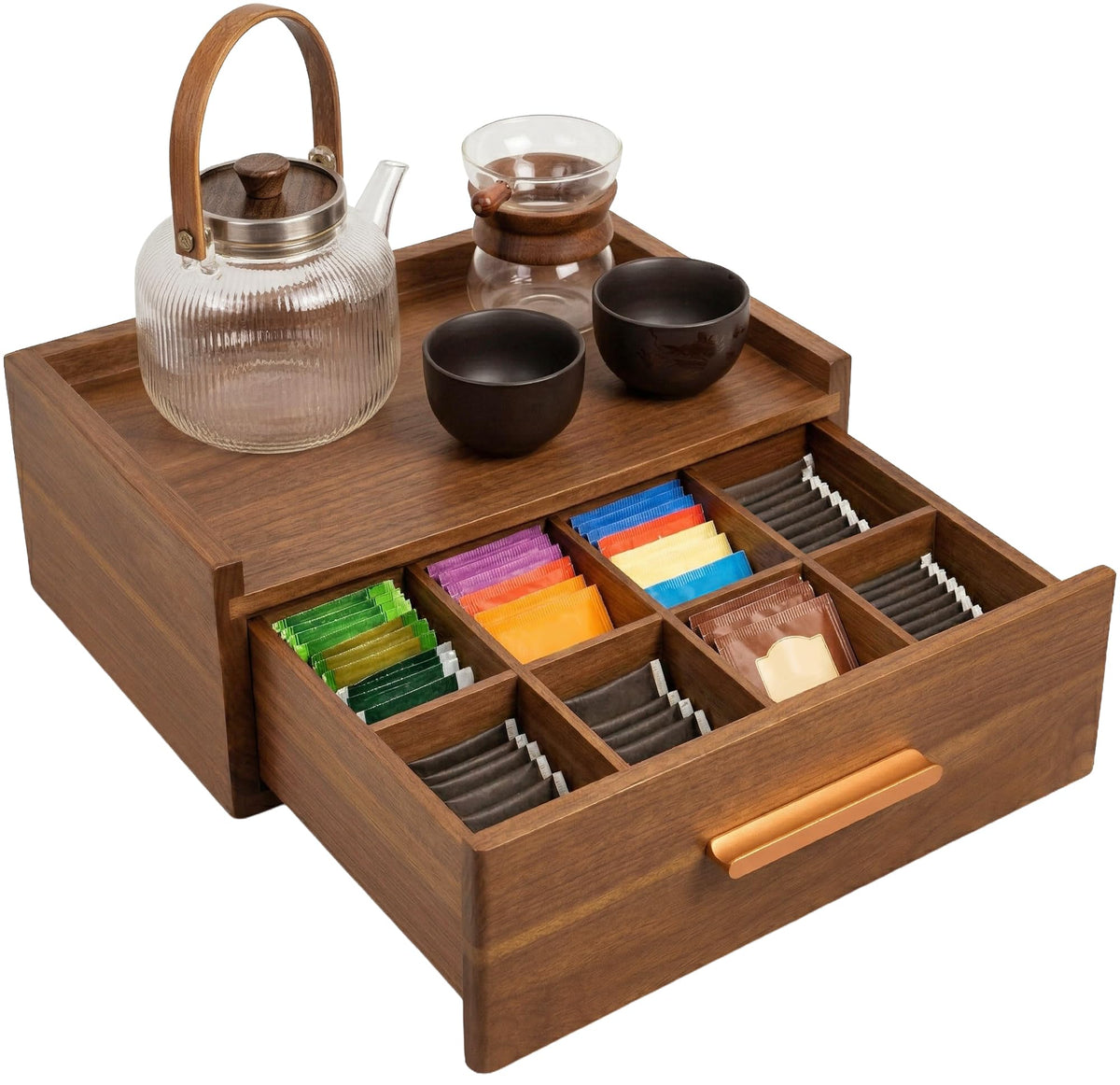 Tea Bag Organizer Box with Drawer
