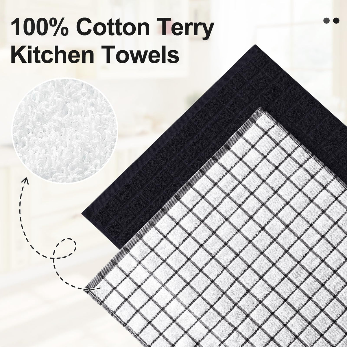 Large Premium Cotton Kitchen Towels 16"x 28" (8 Count)