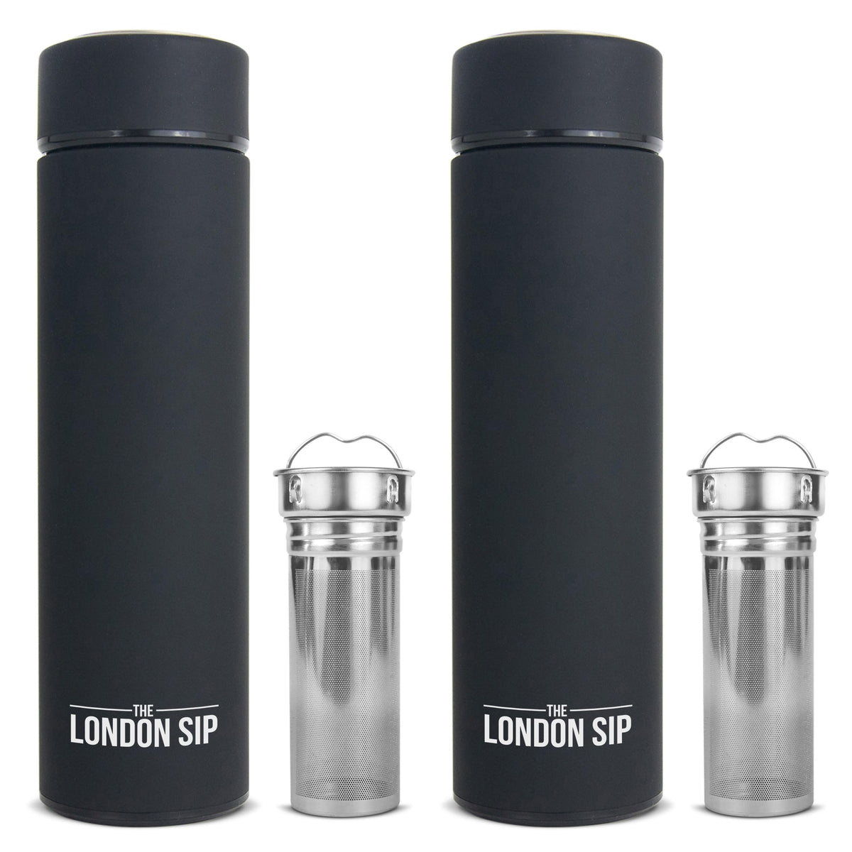 Multi Purpose Travel Mug and Tumbler Fruit Infused Flask Hot and Cold Double Wall Stainless Steel Thermos with Extra (2 Count)