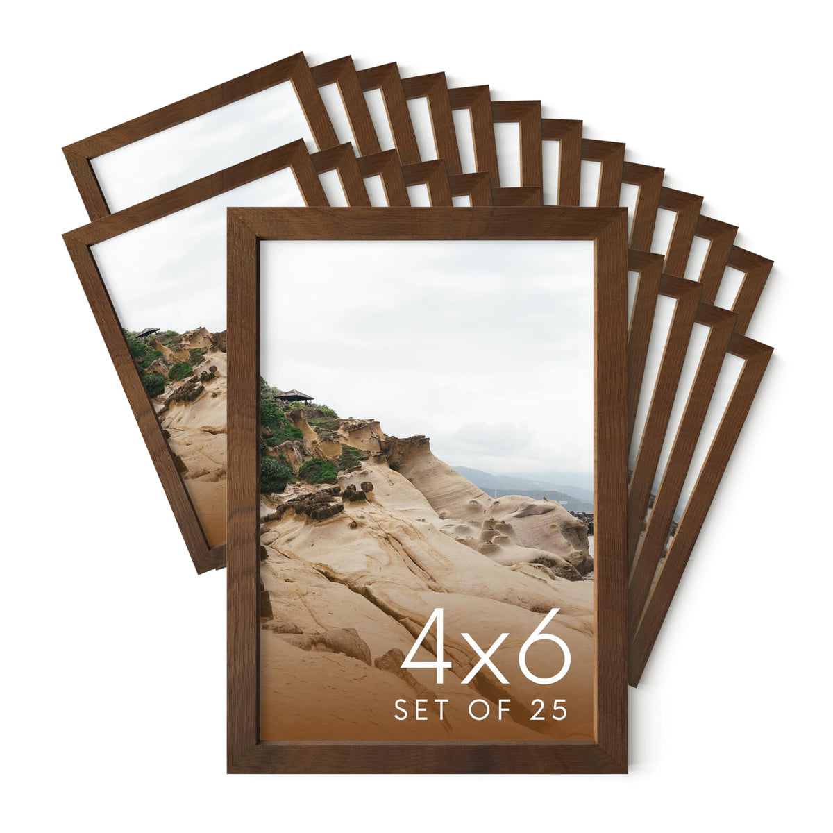 4x6 Walnut Oak Wood Photo Frame Set of 25