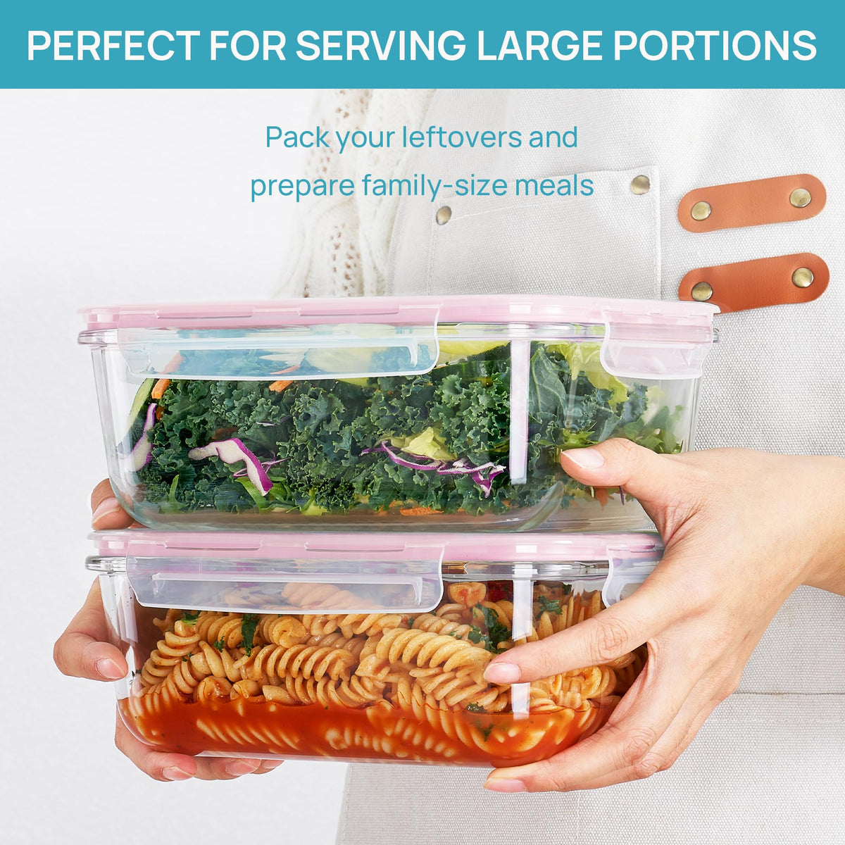 2Pack 1860ml 63oz Large Glass Storage Containers With Lids (2 Count)