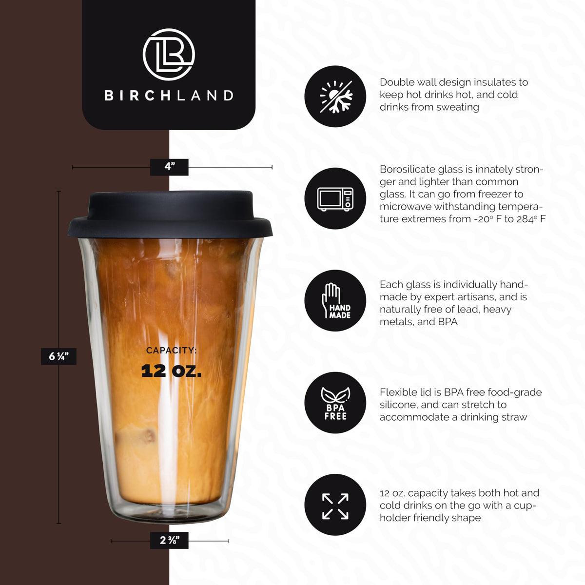 2 Pack Insulated Glass Travel Mugs (2 Count)