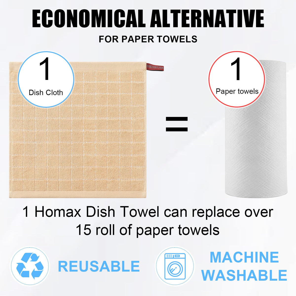 100% Cotton Terry Kitchen Dish Cloths (12 Count)