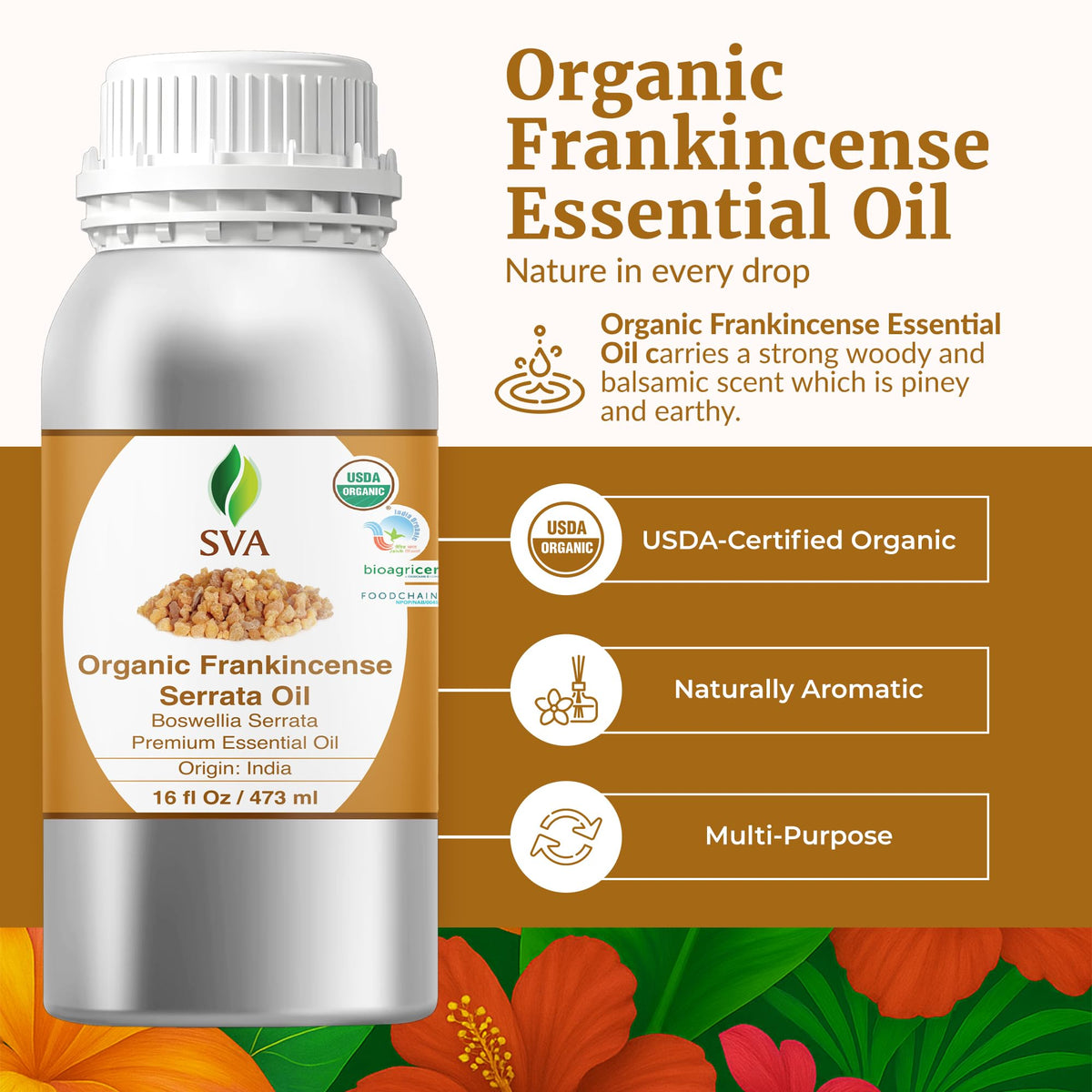 SVA Organic Frankincense Essential Oil (16 Fl Oz)