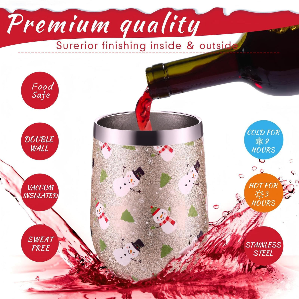 6 Pack Christmas Glitter Tumblers 12oz (6 Count)