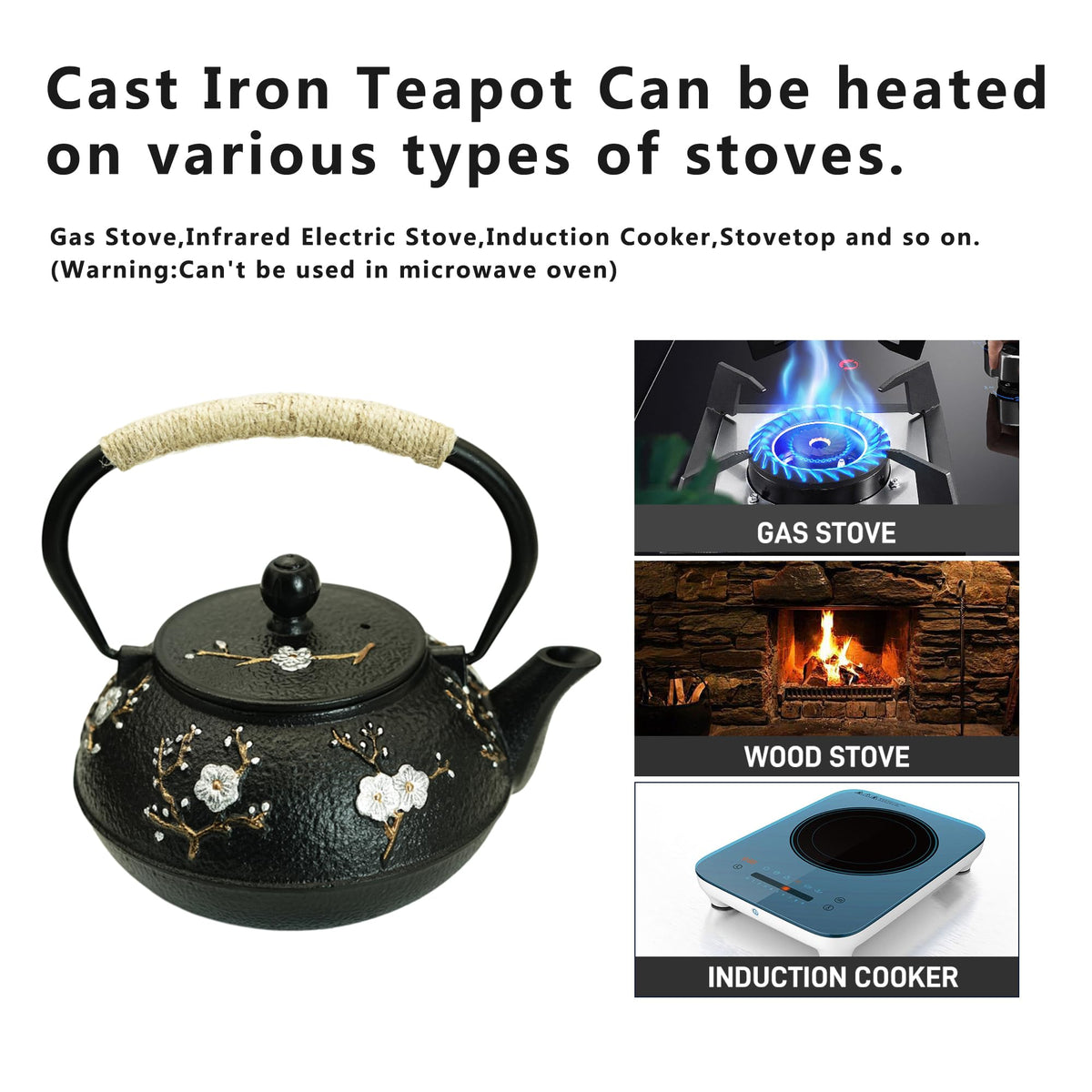 27oz Small Cast Iron Tea Pot for Stovetop