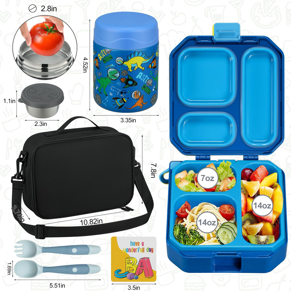 Bento Lunch Box for Kids with 12oz Soup Thermo Leak