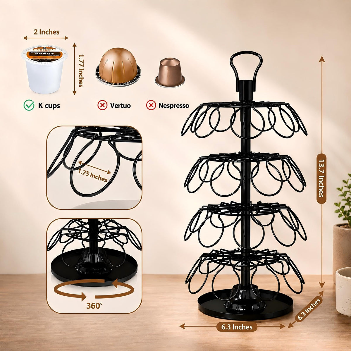 K Cup Holder Coffee Pod Holder Organizer for 36 Pods