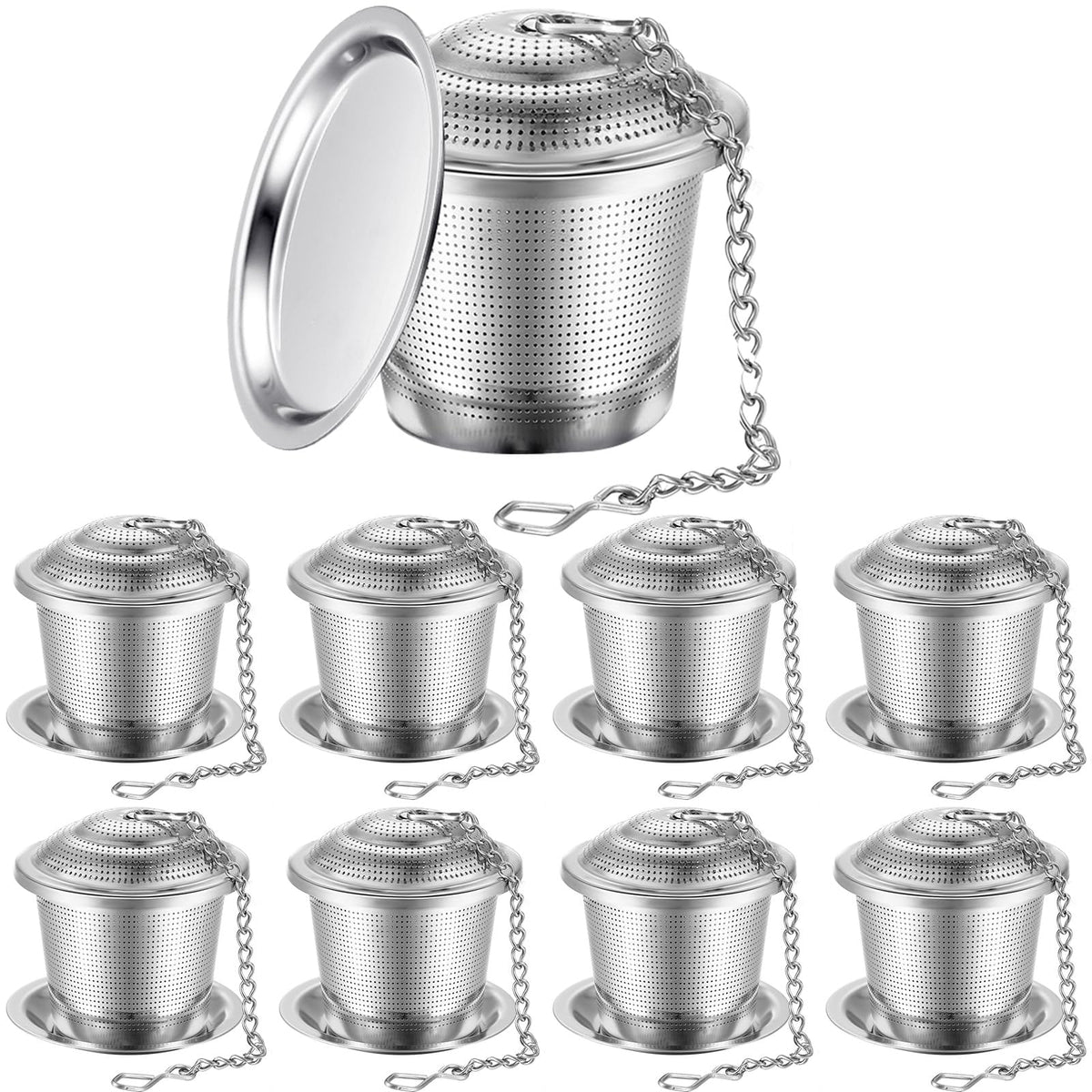 9 Pcs Tea Infuser Stainless Steel Strainer with Chain (9 Count)