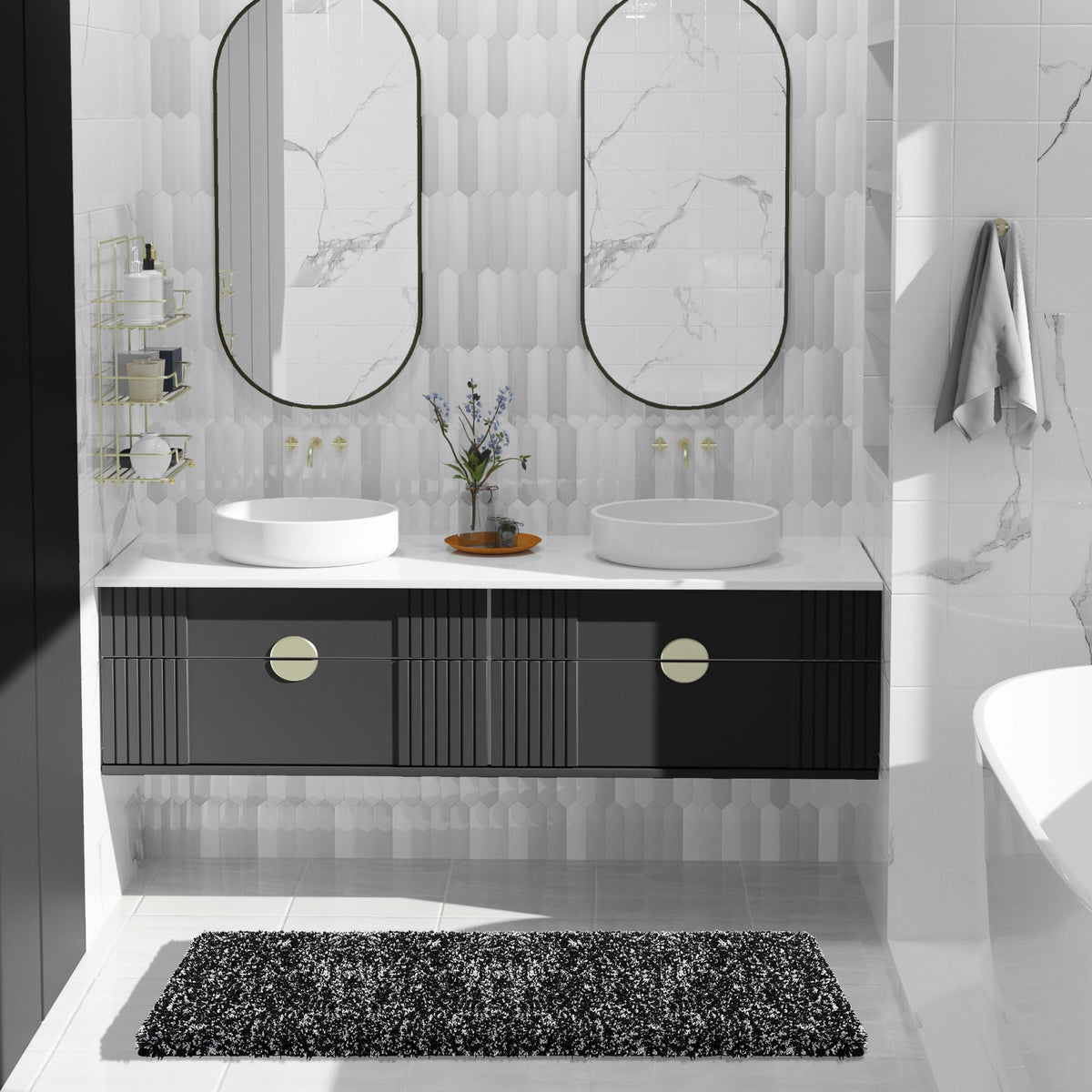 Black and White Bathroom Rugs