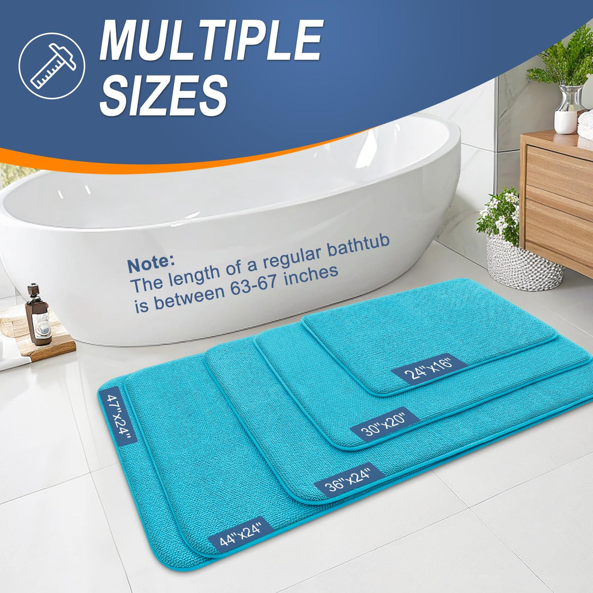 Memory Foam Bathroom Runner Rugs 44x24