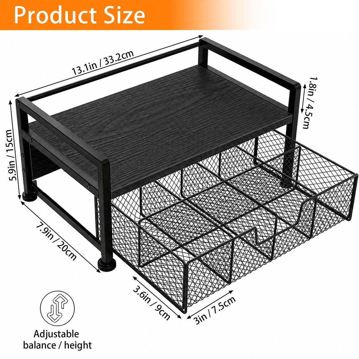 Tea Bag Organizer with Drawer and Tray