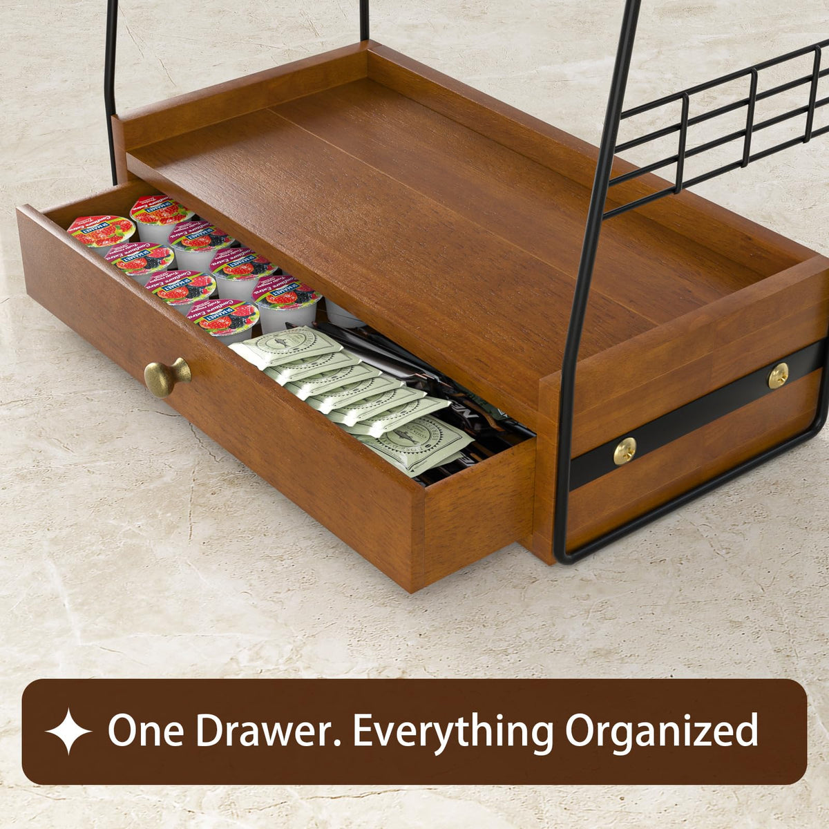 Coffee Bar Station Organizer with Drawer