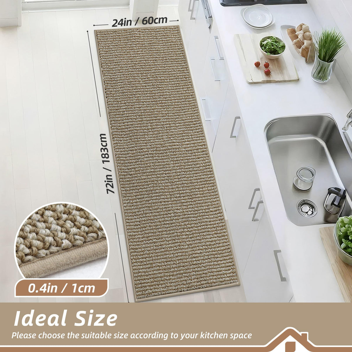 Kitchen Runner Rugs 24"x72"