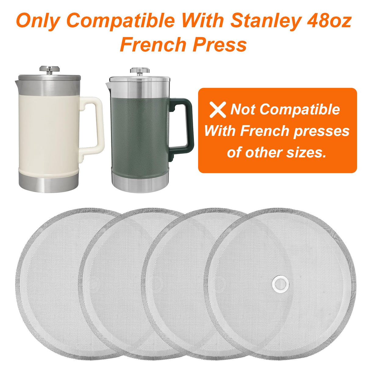 French Press Filter Replacement Compatible with 48oz Stanley French Press Coffee Maker