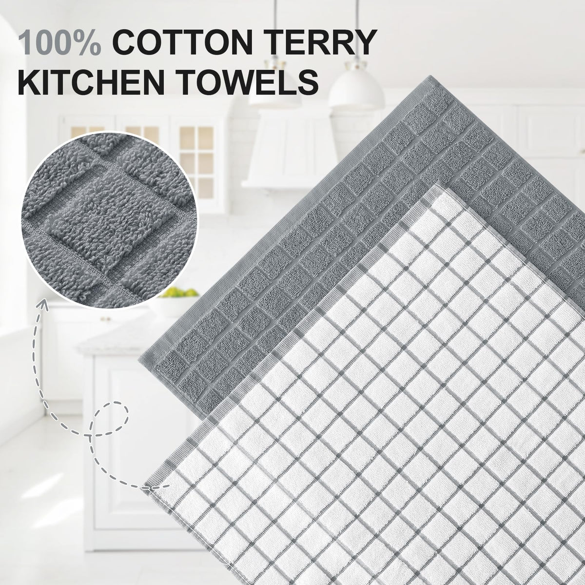 Large Premium Cotton Kitchen Towels 16"x 28" (6 Count)