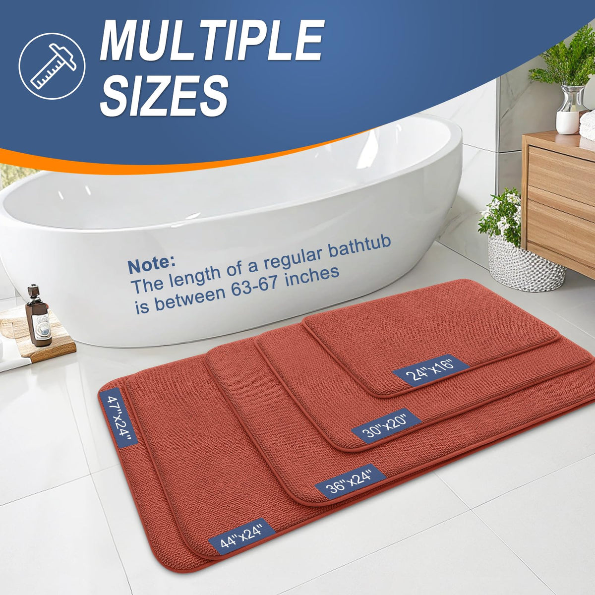 Memory Foam Bathroom Runner Rugs 70x24