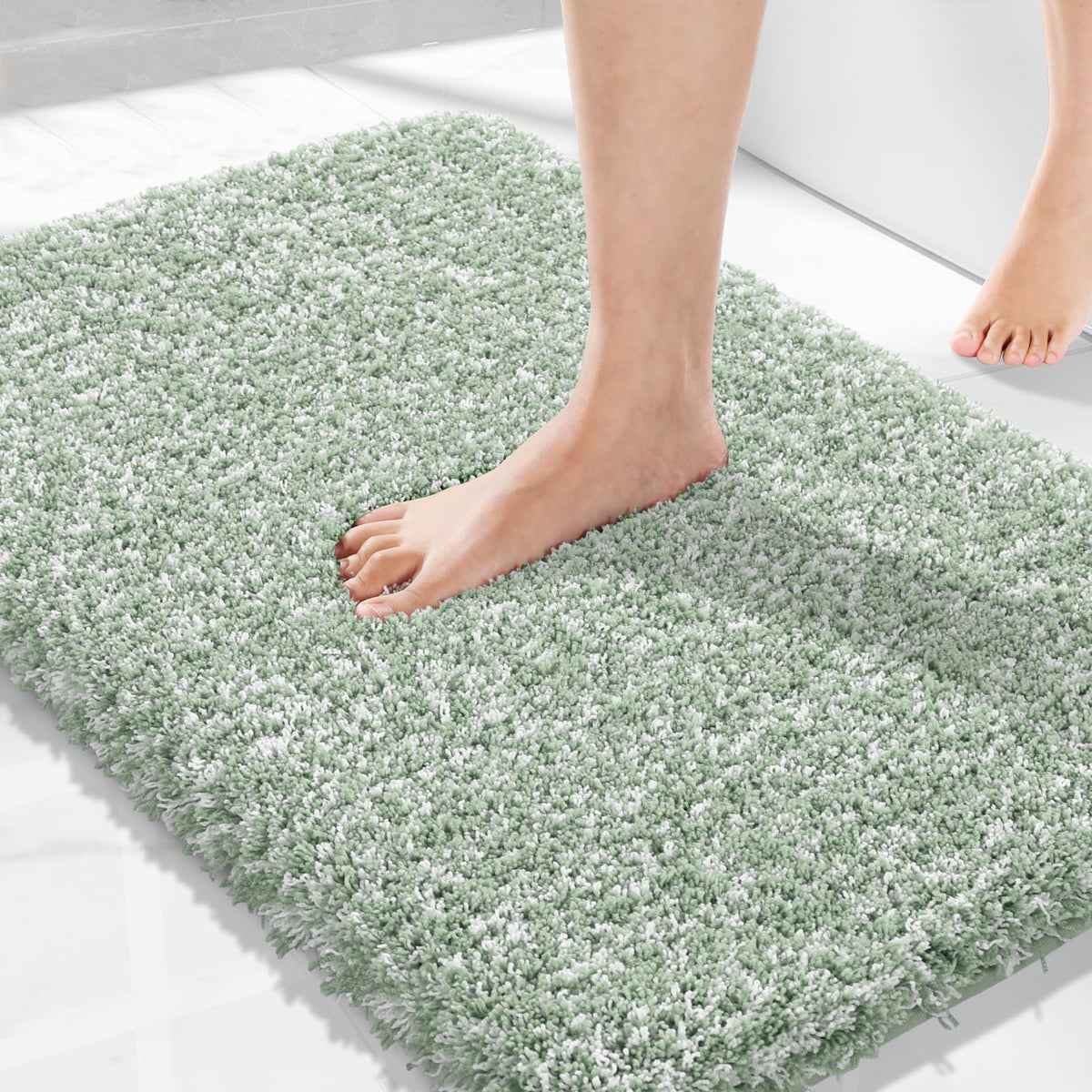 Light Green and White Bath Rugs for Bathroom 32X20