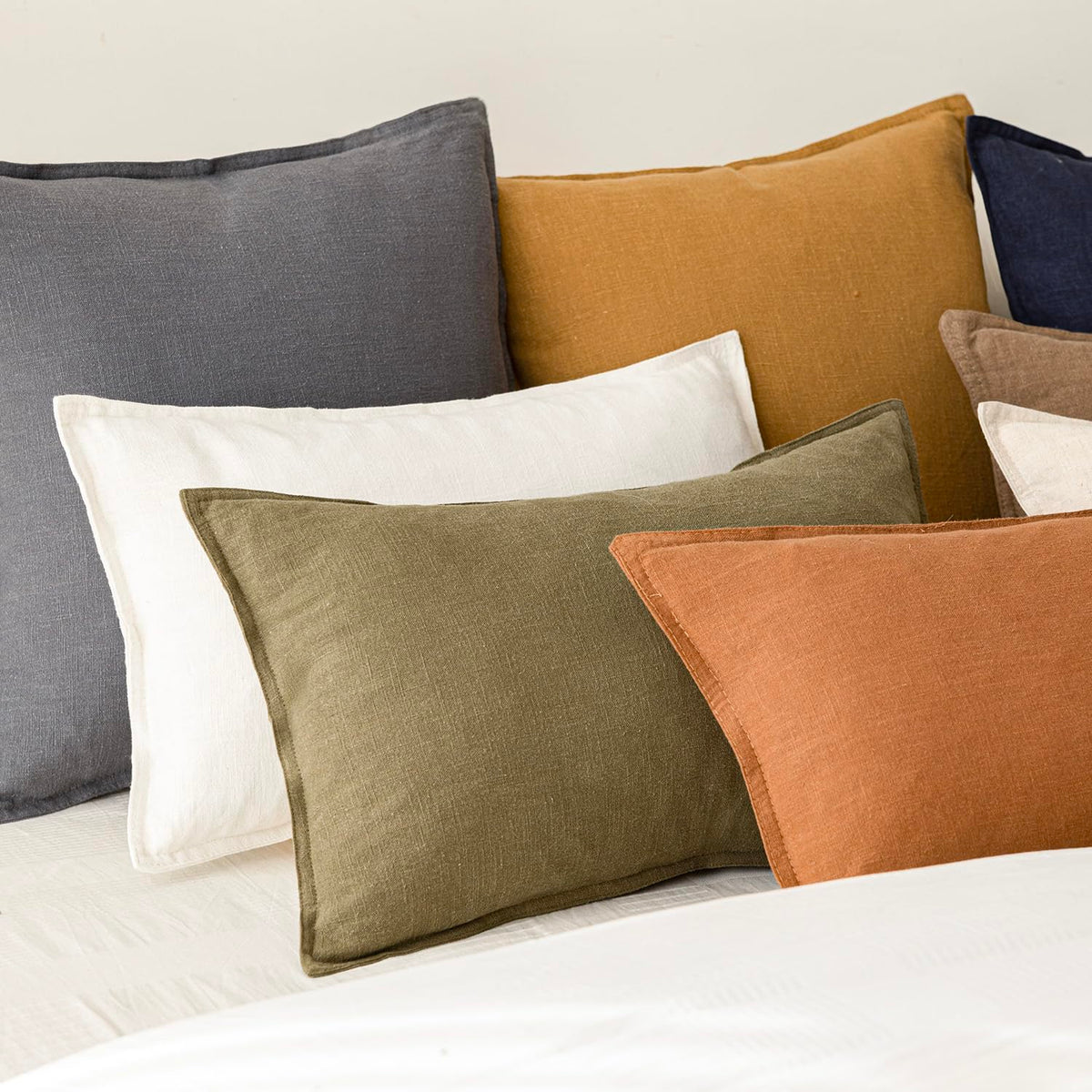 Pack of 2 Decorative Linen Solid Throw Pillow Covers Soft Accent Lumbar Cushion Case Boho Farmhouse Neutral Pillowcase for Couch Sofa Bed Living Room Home Decor 12 x 20 Inch Cream White (2 Count)