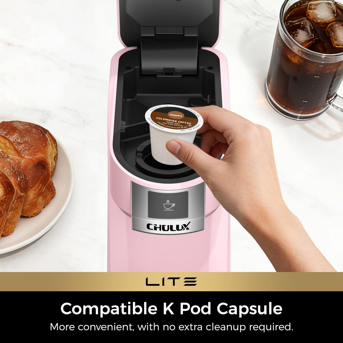 Lite Single Serve Coffee Maker for K Cup with One Touch Brew
